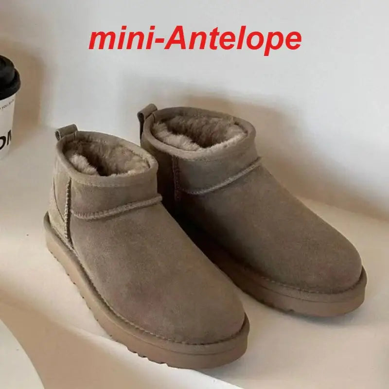 2025 Winter Warm Boots Ladies Snow Boots Man and Women Short Boots Real Sheepskin Wool Low-cut Warm Fur Shoes Fur