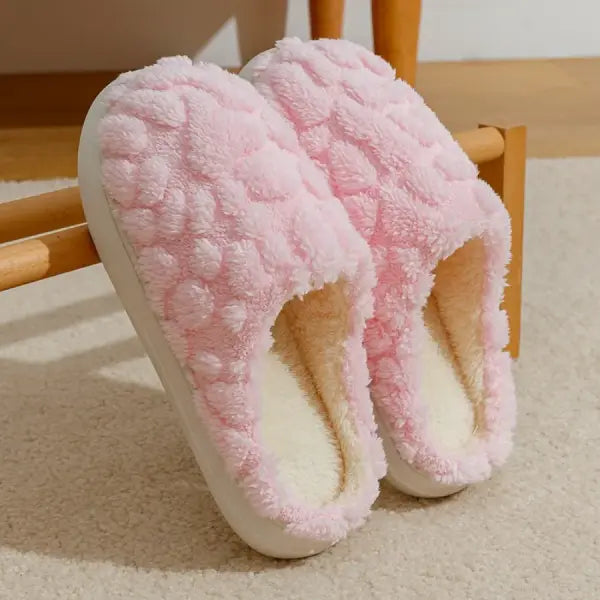 Winter Warm Plush Indoor Home Cotton Slippers - 36-37 / Pink