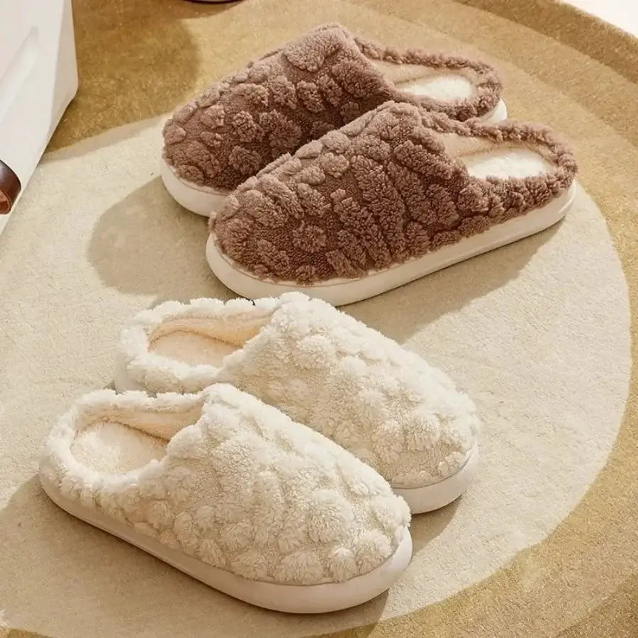 2025 Winter Warm Plush Slippers - Unisex Couple’s Silent Soft Sole House Shoes Non-Slip Thick Fleece Indoor Bedroom