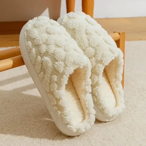 Winter Warm Plush Indoor Home Cotton Slippers - 36-37 / Beige