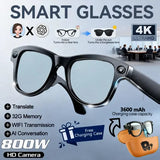 Smart glasses men 800W 4K camera 3600mAh power bank for translation - Lens B