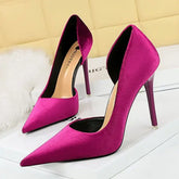 2026 New Arrivals Women 11cm Thin Heels Corduroy Pumps Lady Wedding Bridal Heels Side Hollowing Shoes