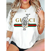2026 New Letter Printing Short-sleeved Women T-shirt Trendy Temperament Casual Versatile Short-sleeved Clothing Heavy