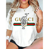Letter Printing Short Sleeved Cotton Tee Trendy Casual Daily Wear - 2 / L