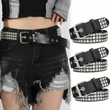 2026 New Square Bead Rivet Belt Metal Pyramid Belt Men and Women Punk Hardware Jeans Belt Y2K Belt Designer Belt