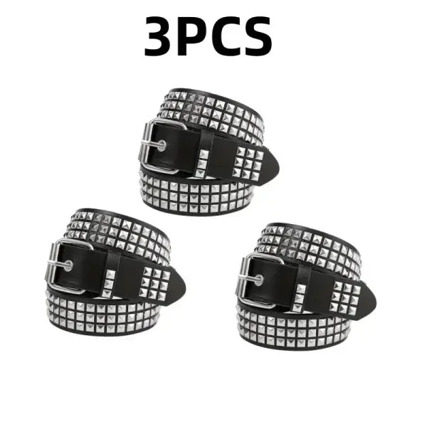 2026 New Square Bead Rivet Belt Metal Pyramid Belt Men and Women Punk Hardware Jeans Belt Y2K Belt Designer Belt