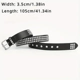 2026 New Square Bead Rivet Belt Metal Pyramid Belt Men and Women Punk Hardware Jeans Belt Y2K Belt Designer Belt