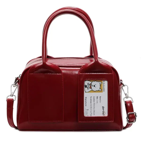 Ita shoulder bag with transparent harajuku designer pocket - Red-no card