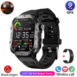 Rugged military smart watch LED flashlight for outdoor adventure - Black Milan 2.01