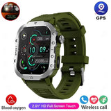 Rugged military smart watch LED flashlight for outdoor adventure - Green 2.01