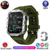 Rugged military smart watch LED flashlight for outdoor adventure - Green BkMilan 2.01