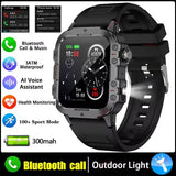 Rugged military smart watch LED flashlight for outdoor adventure - Black 1.44