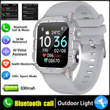 Rugged military smart watch LED flashlight for outdoor adventure - Silver 1.44