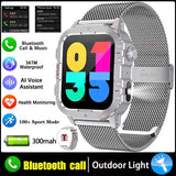 Rugged military smart watch LED flashlight for outdoor adventure - Silver Milan 1.44