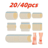 20pcs Blister Plasters Invisible Hydrocolloid Gel Blister Bandages Blister Cushion Pad for Heel Foot Toe and Guard Skin