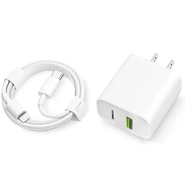 20W Fast Charger with USB Power Delivery for iPhone Pro Max - charger set AandC