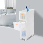 Slim Bathroom Floor Storage Cabinet - 80cm Narrow Organizer - WHITE / United States