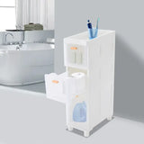Slim Bathroom Floor Storage Cabinet - 80cm Narrow Organizer - WHITE / United States