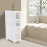 Slim Bathroom Floor Storage Cabinet - 80cm Narrow Organizer - WHITE / United States