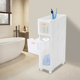 Slim Bathroom Floor Storage Cabinet - 80cm Narrow Organizer - WHITE / United States