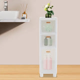 Slim Bathroom Floor Storage Cabinet - 80cm Narrow Organizer - WHITE / United States