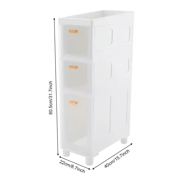 Slim Bathroom Floor Storage Cabinet - 80cm Narrow Organizer - WHITE / United States