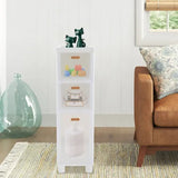 Slim Bathroom Floor Storage Cabinet - 80cm Narrow Organizer - WHITE / United States