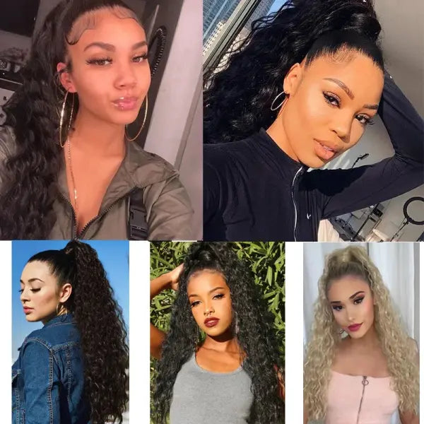 22inch Synthetic Long Kinky Curly Clip-in Ponytail Extension