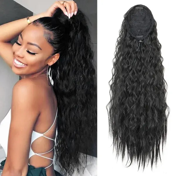 22inch Synthetic Long Kinky Curly Clip-in Ponytail Extension