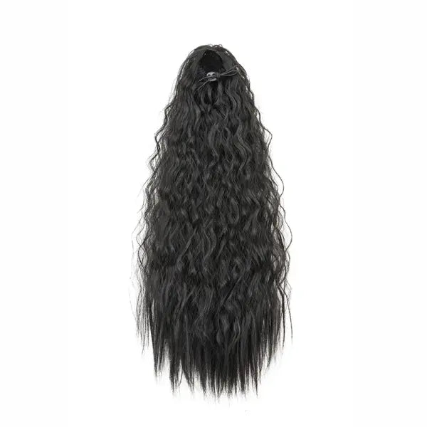 22inch Synthetic Long Kinky Curly Clip-in Ponytail Extension - 1B