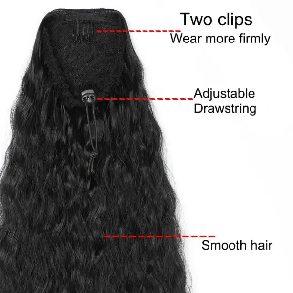 22inch Synthetic Long Kinky Curly Clip-in Ponytail Extension
