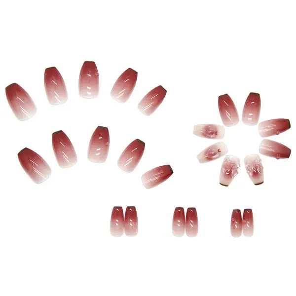 Resin Number False Nails Short Trapezoid Press-On Nail Set - Z38