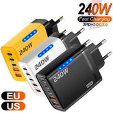 240W GaN USB C Charger 5 in 1 Adapter for Fast Charging Multi Devices
