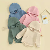 Baby Hooded Romper – Long Sleeve Solid Bodysuit with Front Pocket (0–24 Months) Spring & Autumn Playsuit