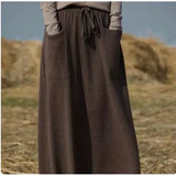 Wool Skirts Autumn Winter 100% Cashmere Knit Warm Long A-line Style