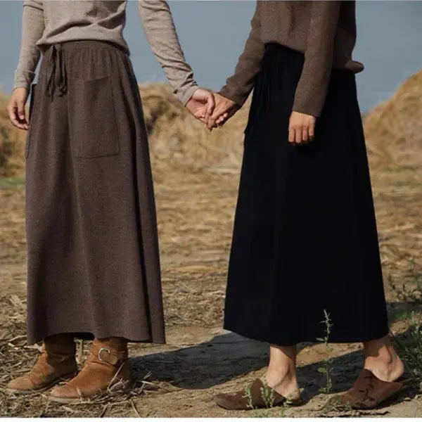 25 New arrivals women’s 100% wool skirts women’s autumn and winter long loose and comfortable knit bottoming cashmere