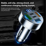 Fast Charging 5 Port Car Charger ABS with Voltage Display