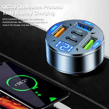 Fast Charging 5 Port Car Charger ABS with Voltage Display