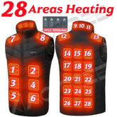 28/9 Areas Heated Vest Men Jacket Heated Winter Womens Electric Usb Heater Camping Jacket Man Thermal Vest Body Warmer