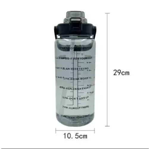 2L Water Bottle Portable Straw with Time Marker for Fitness