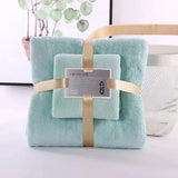 2pc bath towels coral velvet set for hotel spa - Green / 70x140cm 35X75CM