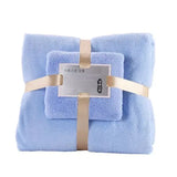 2pc bath towels coral velvet set for hotel spa - Blue / 70x140cm 35X75CM
