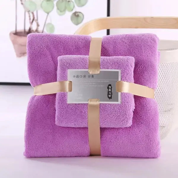 2pc bath towels coral velvet set for hotel spa