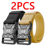 Tactical Waist Belt Automatic Buckle Durable Outdoor Adventures - 2PC B1 black kahki / 125cm