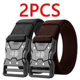 Tactical Waist Belt Automatic Buckle Durable Outdoor Adventures - 2PC B1 black coffee / 125cm