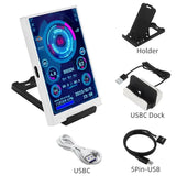 Turzx Software Type C Secondary 3.5 Inch Display for PC Monitoring - White-Dock