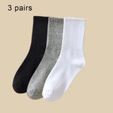 6 Pairs Women and Men Solid Colour Crew Socks 6pcs Mid Tube - 6 Pairs B / One Size