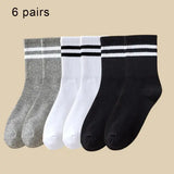 6 Pairs Women and Men Solid Colour Crew Socks 6pcs Mid Tube - 6 Pairs B / One Size
