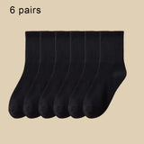 6 Pairs Women and Men Solid Colour Crew Socks 6pcs Mid Tube - 6 Pairs B / One Size