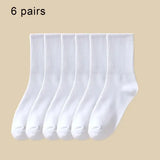 6 Pairs Women and Men Solid Colour Crew Socks 6pcs Mid Tube - 6 Pairs B / One Size